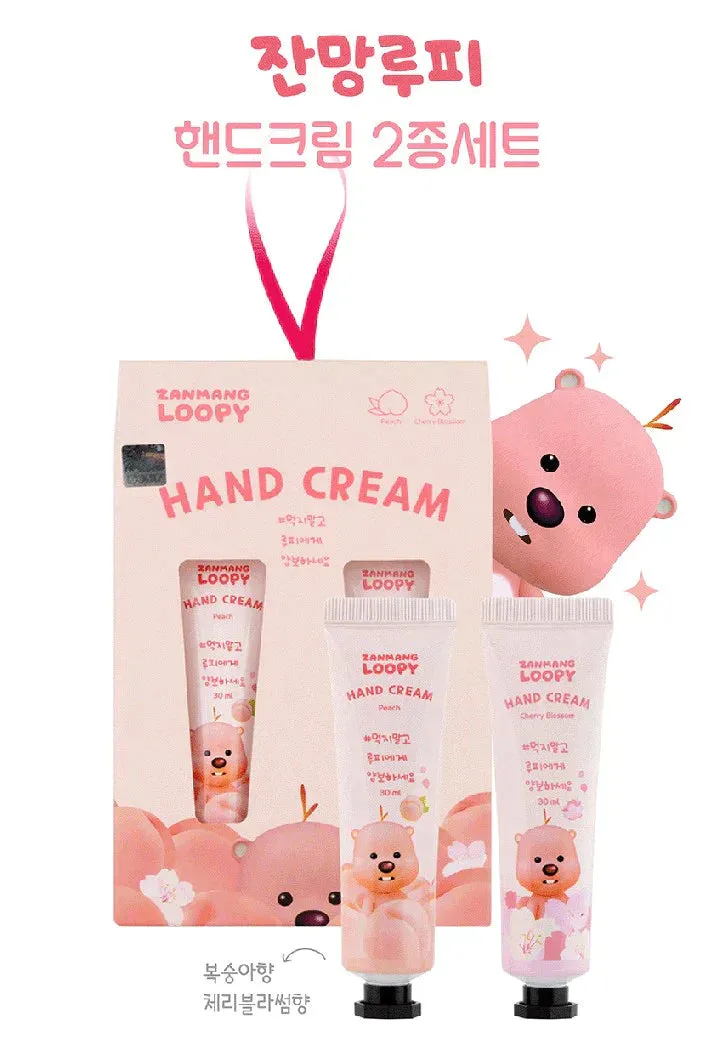 20 SET Zanmang Loopy Character Hand Creams Cute Small Gifts 30ml 2 pieces Peach Cherry Blossom Scent