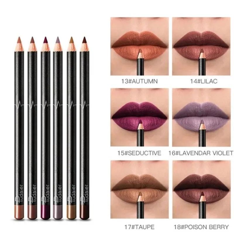 6 12Pcs/Set Waterproof Pencil Lipstick Set Pen Matte Lip Liner Long Lasting Makeup Pens Easy to Wear