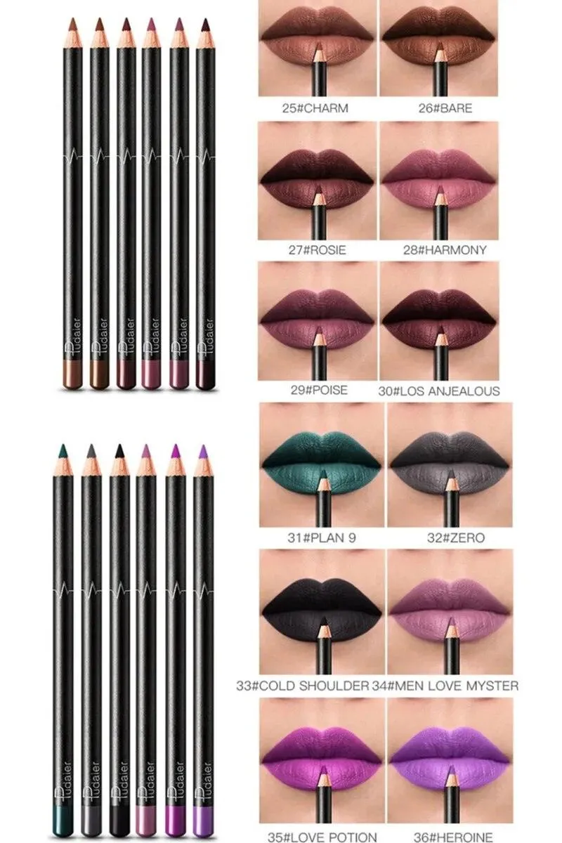 6 12Pcs/Set Waterproof Pencil Lipstick Set Pen Matte Lip Liner Long Lasting Makeup Pens Easy to Wear