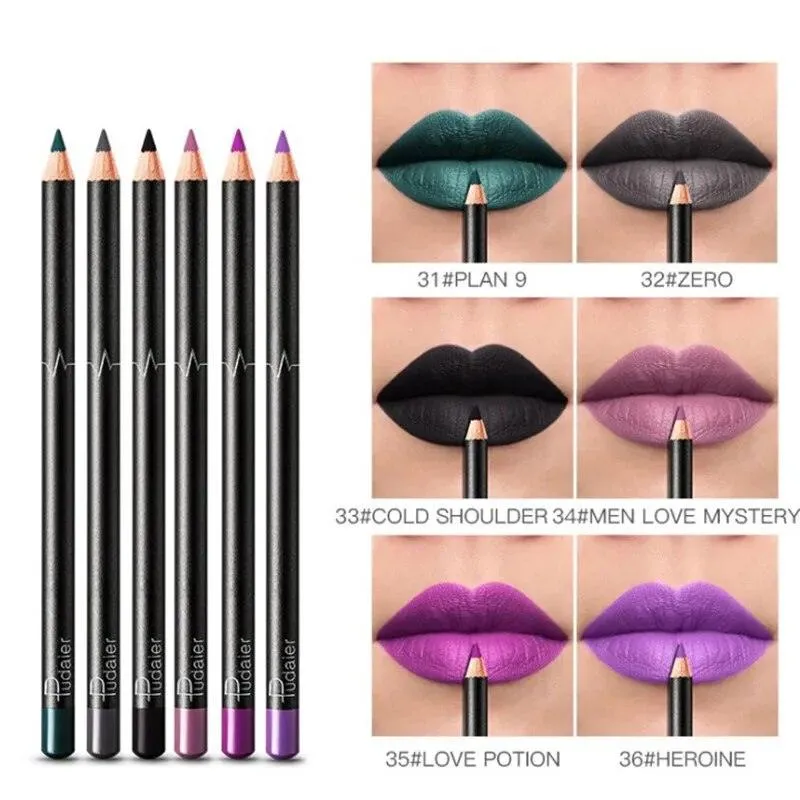 6 12Pcs/Set Waterproof Pencil Lipstick Set Pen Matte Lip Liner Long Lasting Makeup Pens Easy to Wear