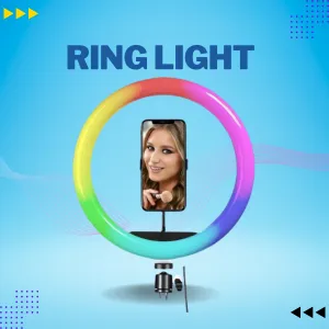 8" RGB Ring Light with adjustable Stand & Phone Holder (USB Powered)