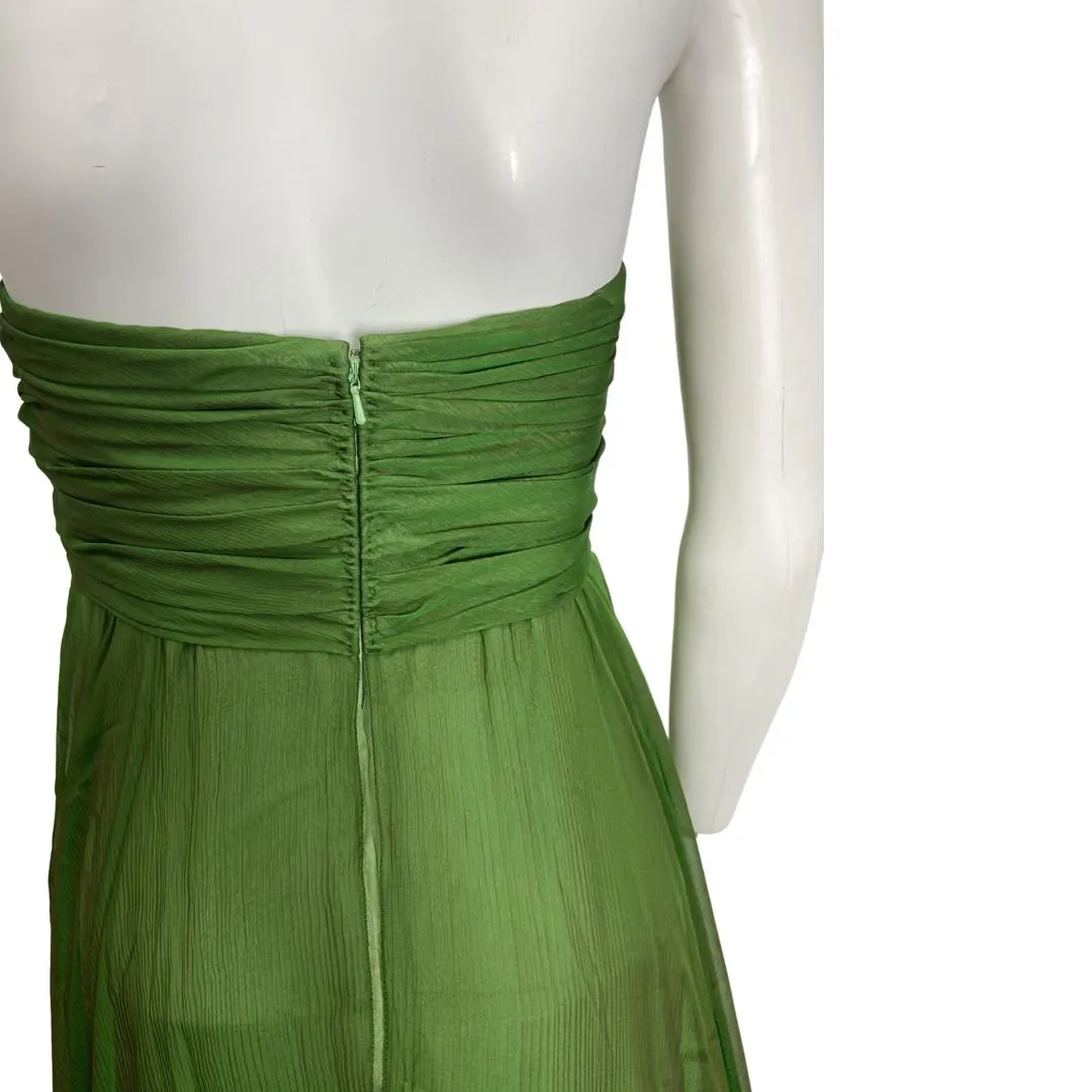 A changeant vintage green/purple silk-chiffon evening gown, 1990s