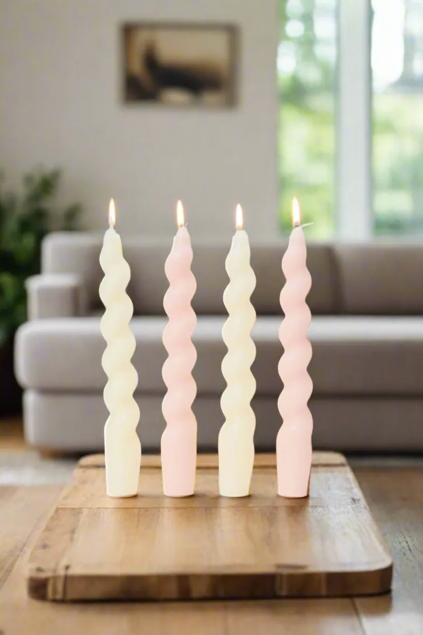 Assorted Twisted Candle Set (4 Piece)