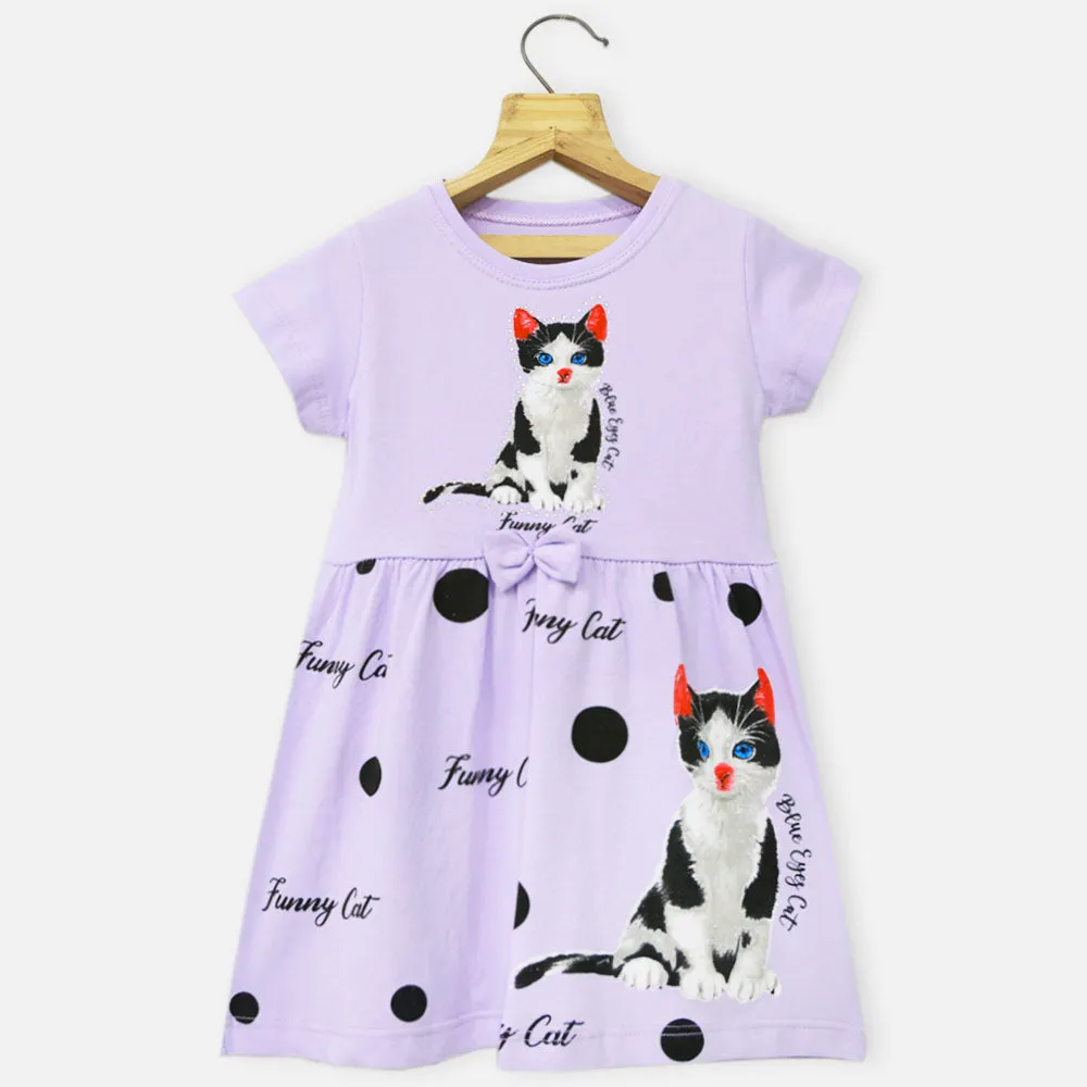 Cat Theme Short Sleeves Dress