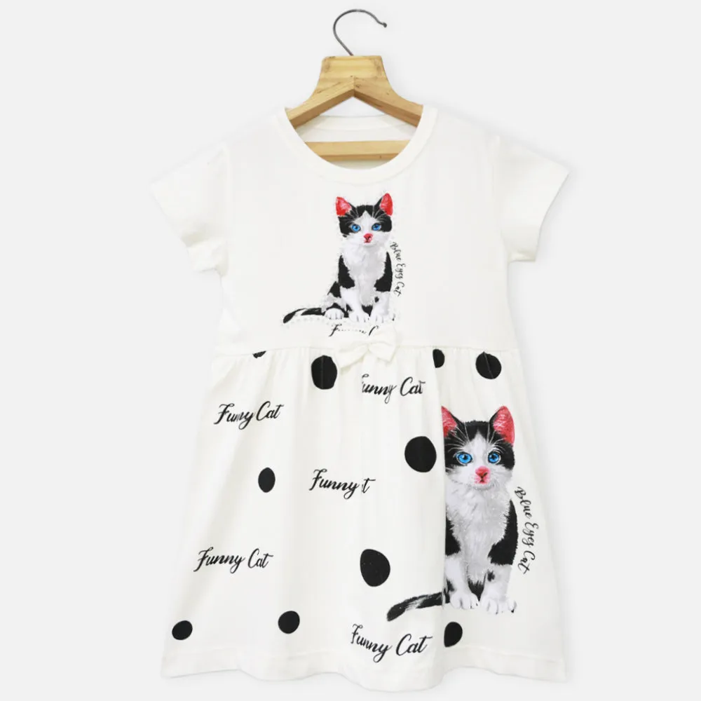 Cat Theme Short Sleeves Dress