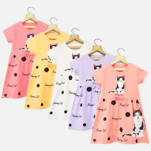 Cat Theme Short Sleeves Dress