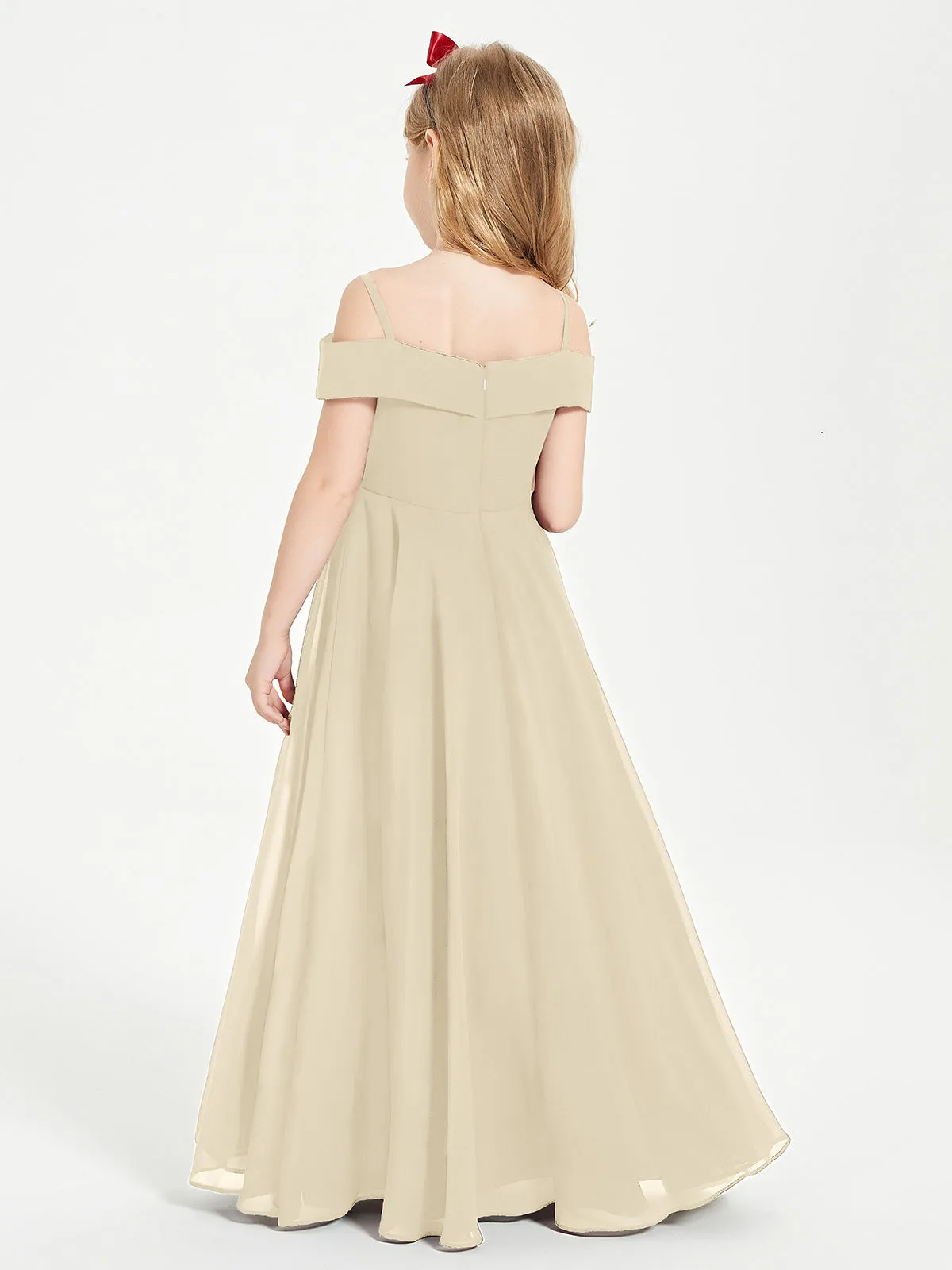 Chic Junior Bridesmaid Dresses Off the Shoulder Champagne