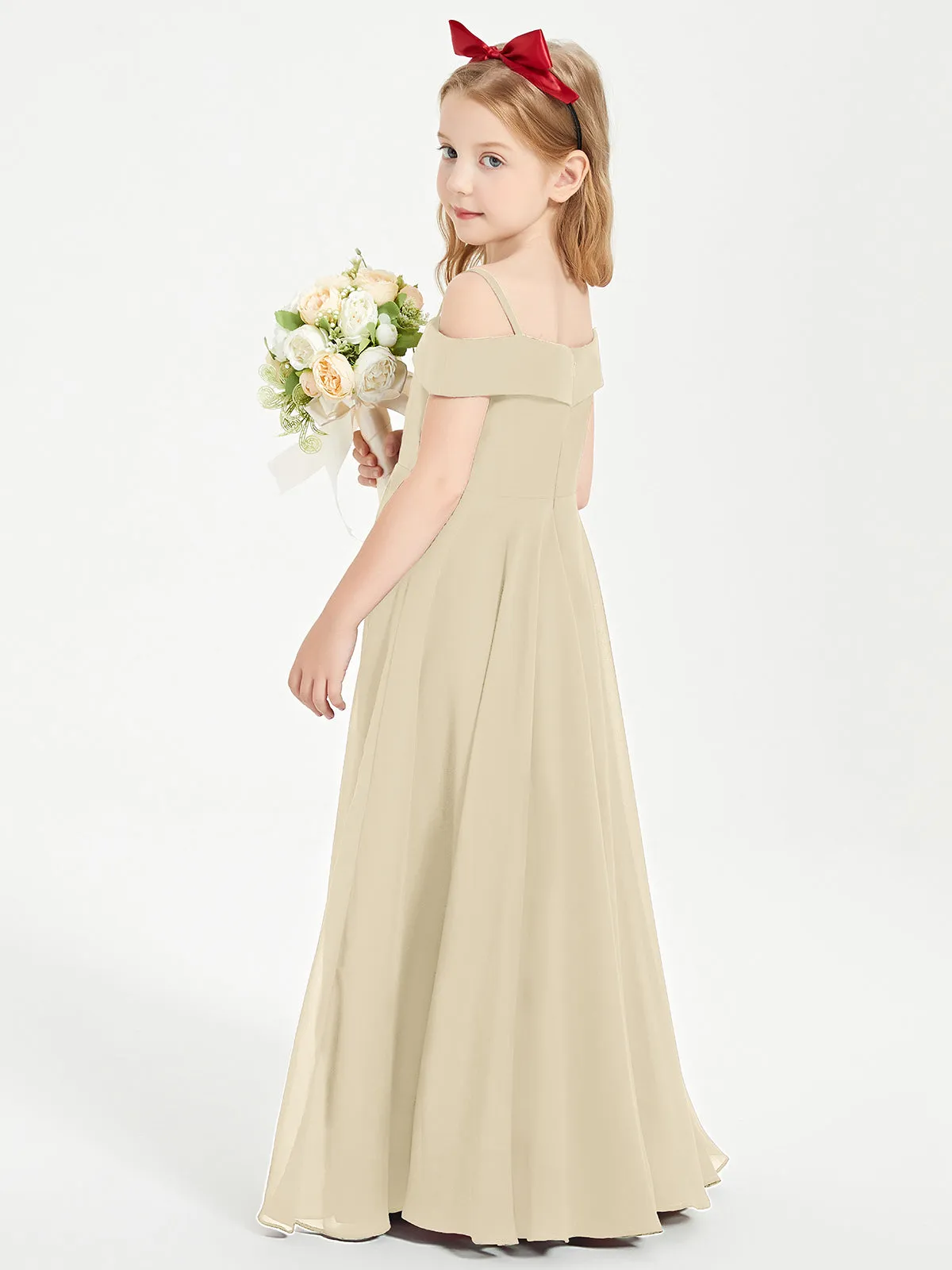 Chic Junior Bridesmaid Dresses Off the Shoulder Champagne