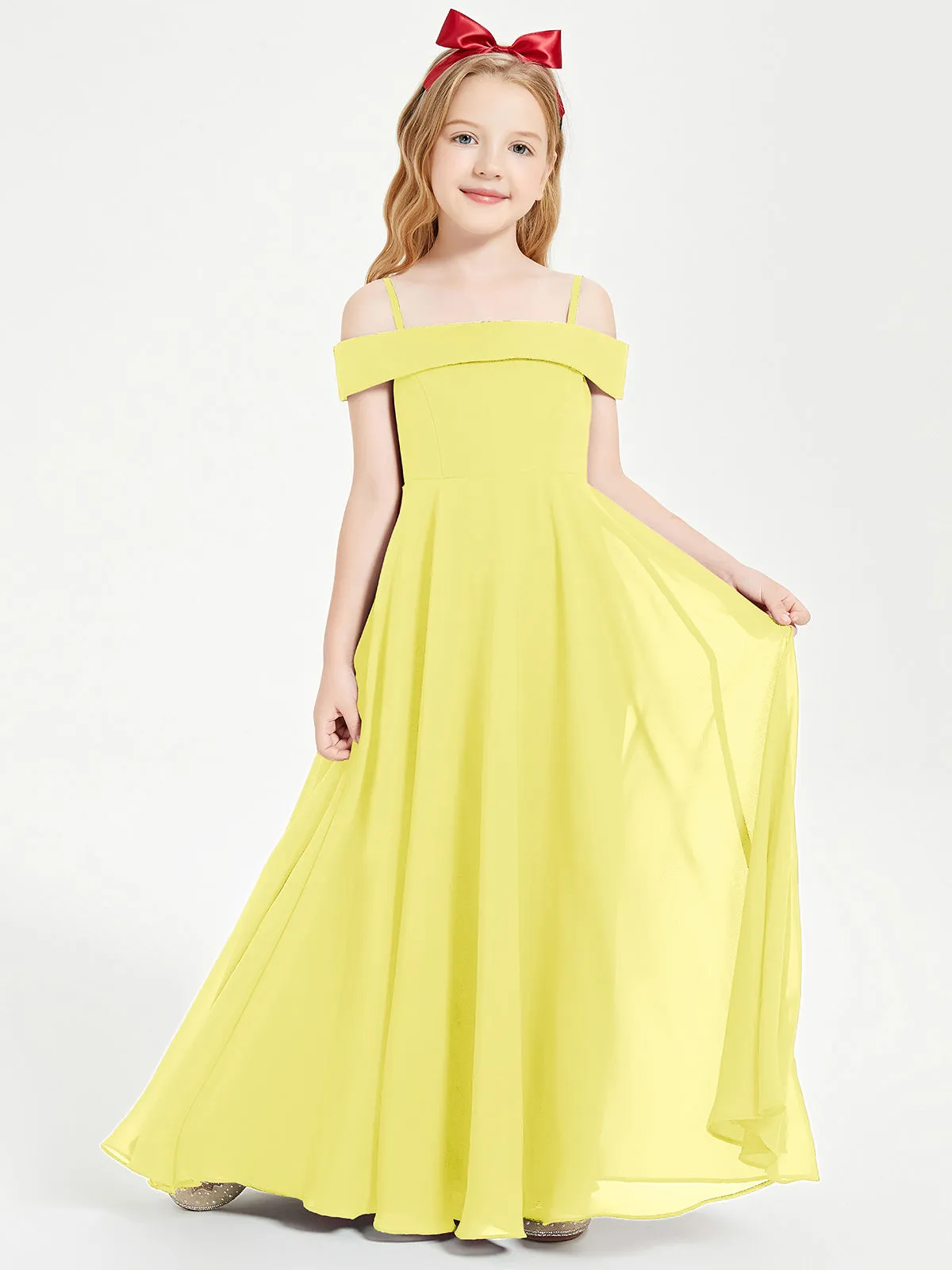 Chic Junior Bridesmaid Dresses Off the Shoulder Lemon