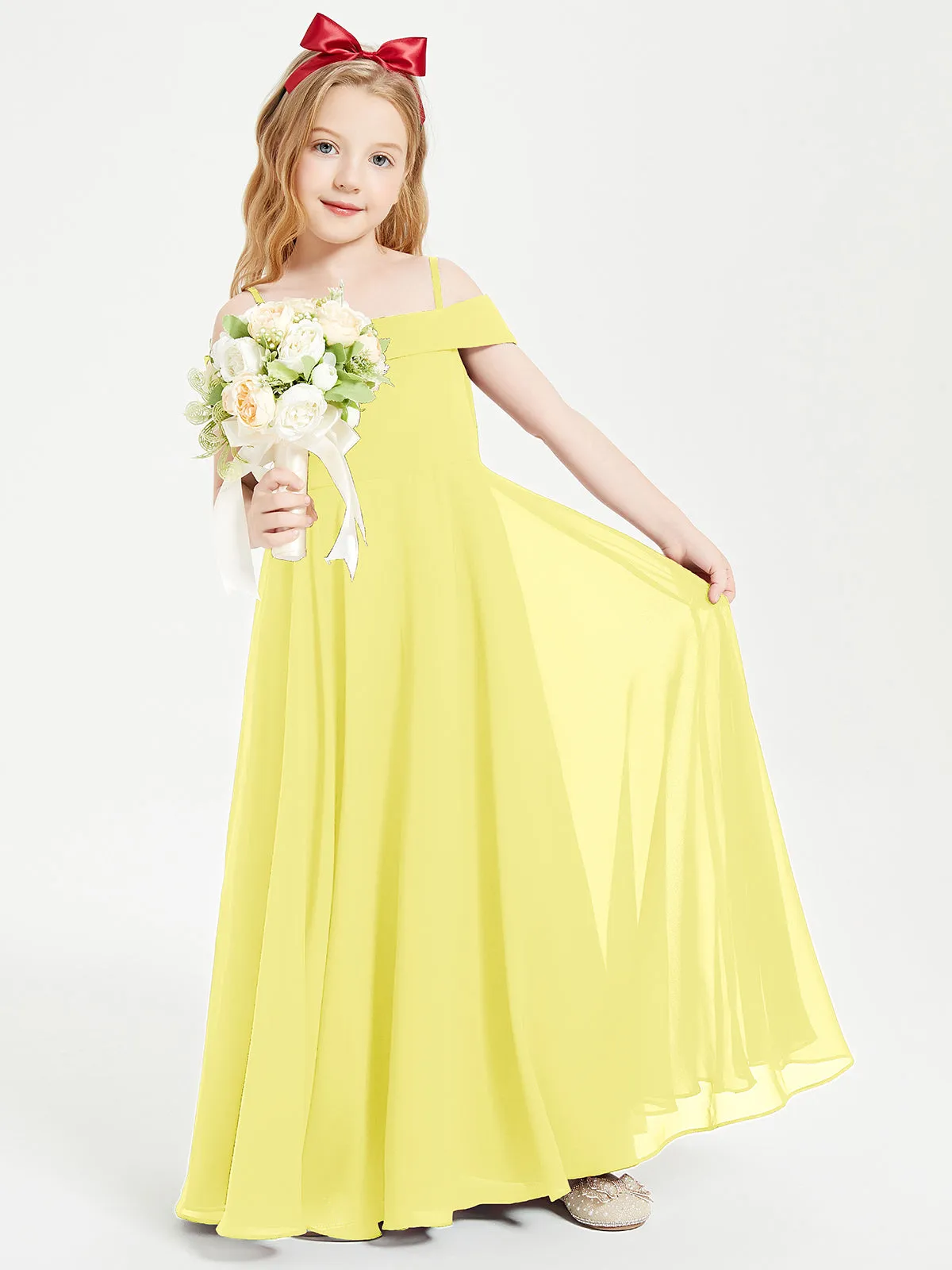 Chic Junior Bridesmaid Dresses Off the Shoulder Lemon