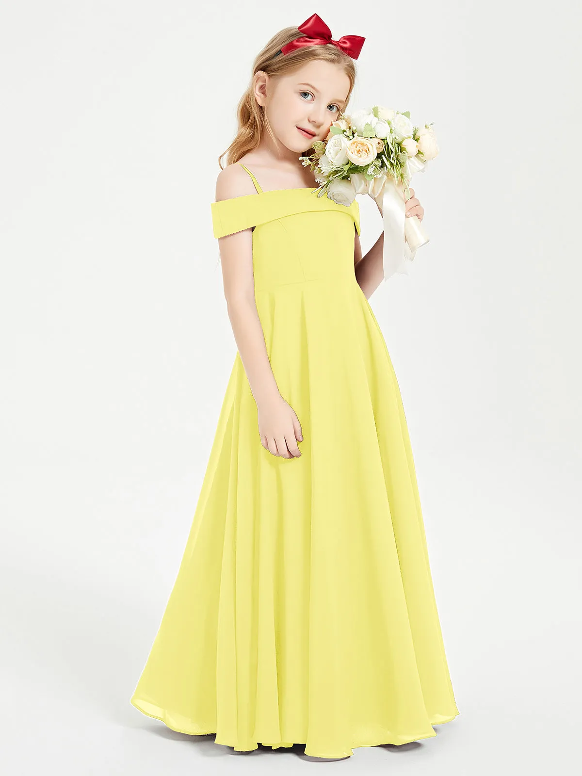 Chic Junior Bridesmaid Dresses Off the Shoulder Lemon