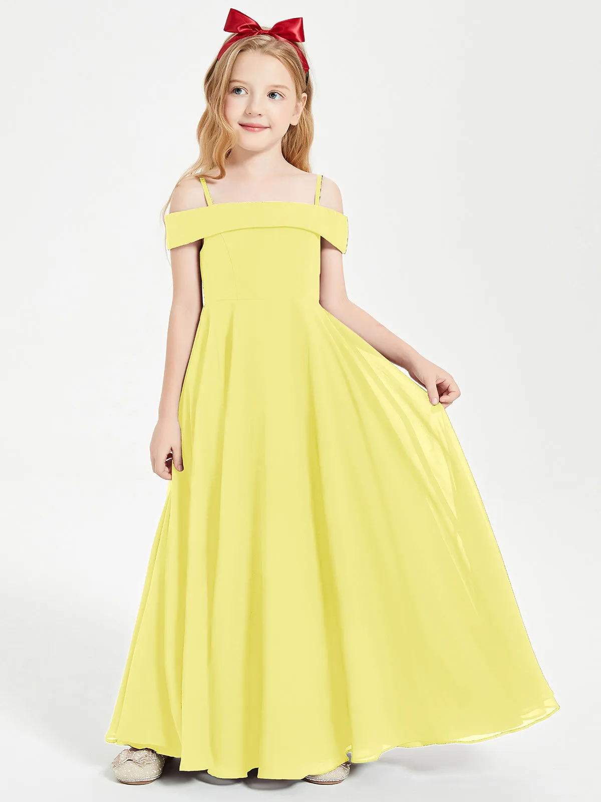 Chic Junior Bridesmaid Dresses Off the Shoulder Lemon