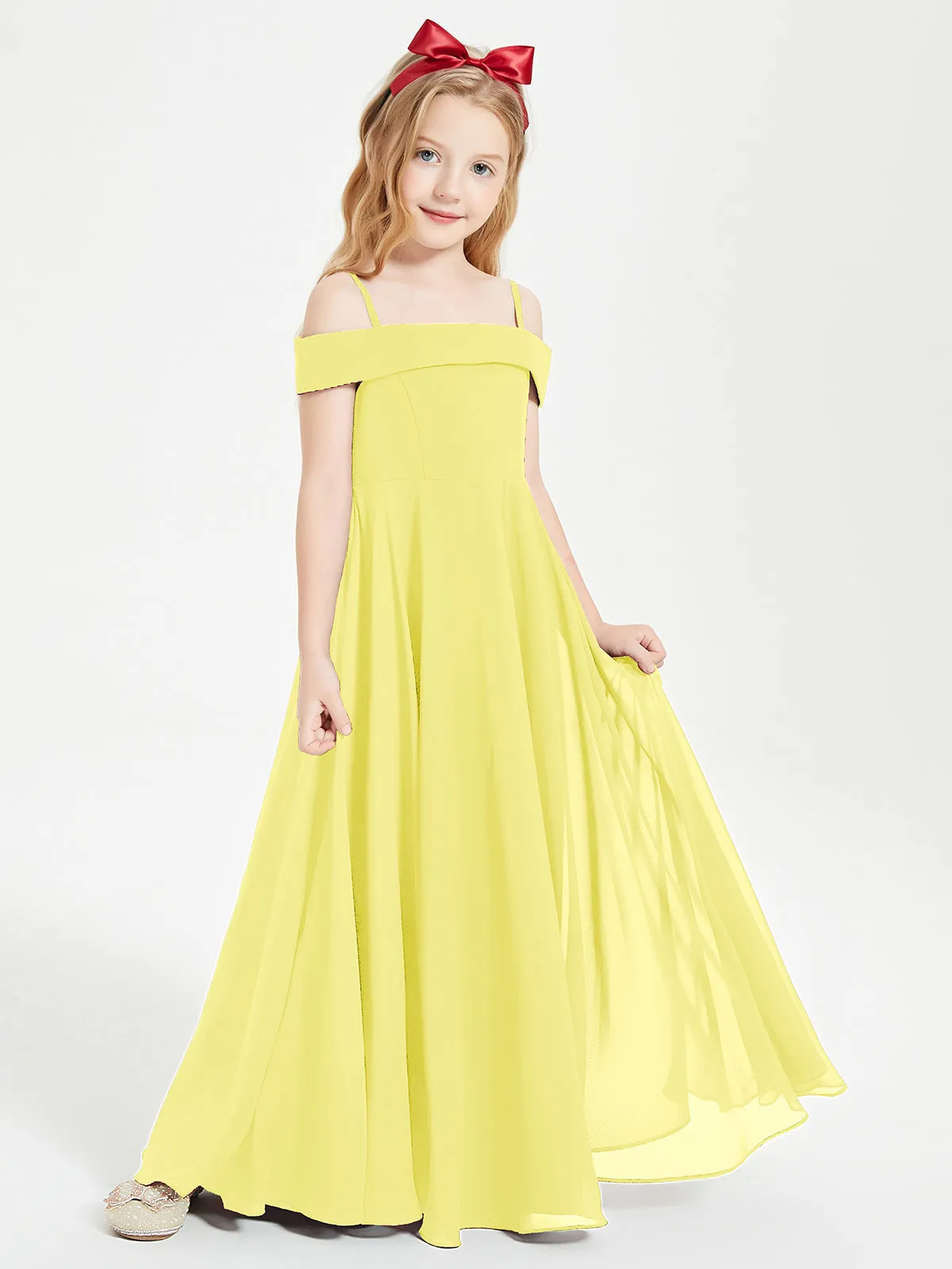 Chic Junior Bridesmaid Dresses Off the Shoulder Lemon