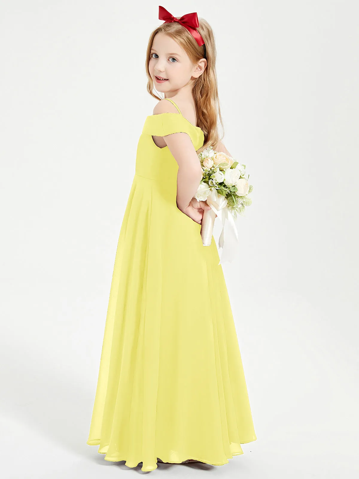 Chic Junior Bridesmaid Dresses Off the Shoulder Lemon