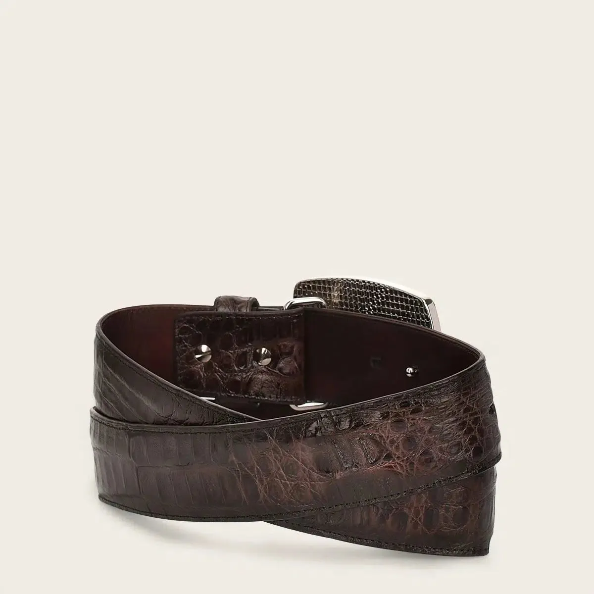 CV499FC - Cuadra chocolate western fashion caiman belt for men