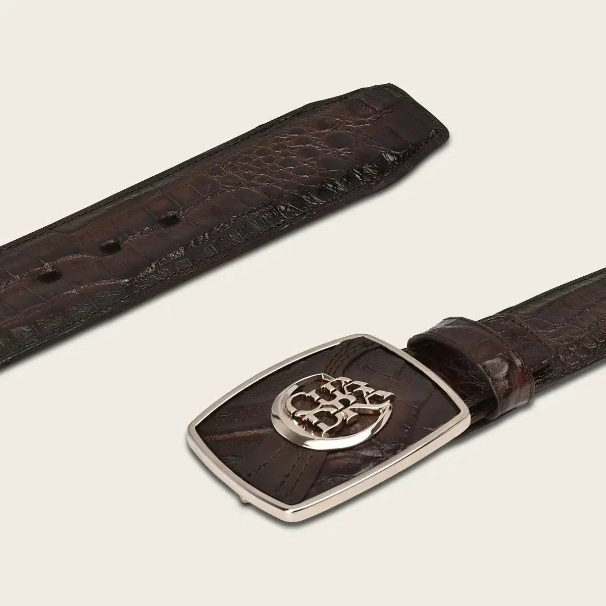 CV499FC - Cuadra chocolate western fashion caiman belt for men