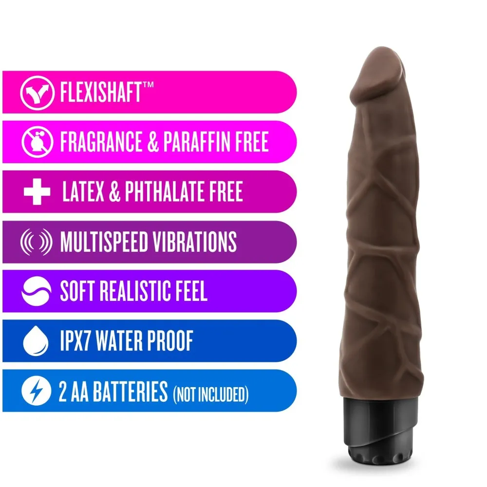 Dr. Skin By Blush® | Cock Vibe 1 Realistic Chocolate 9-Inch Long Vibrating Dildo