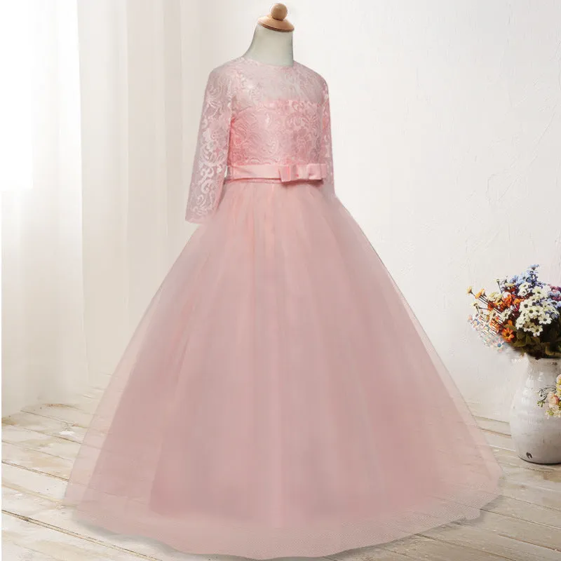 FancyDressWale princess gown for girls beautiful party dress- Pink with hair accessories