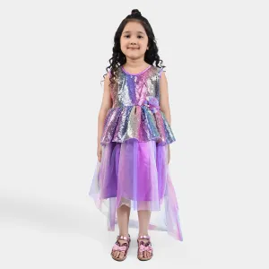 Girls Fancy Frock Multi Sequins Back Tail