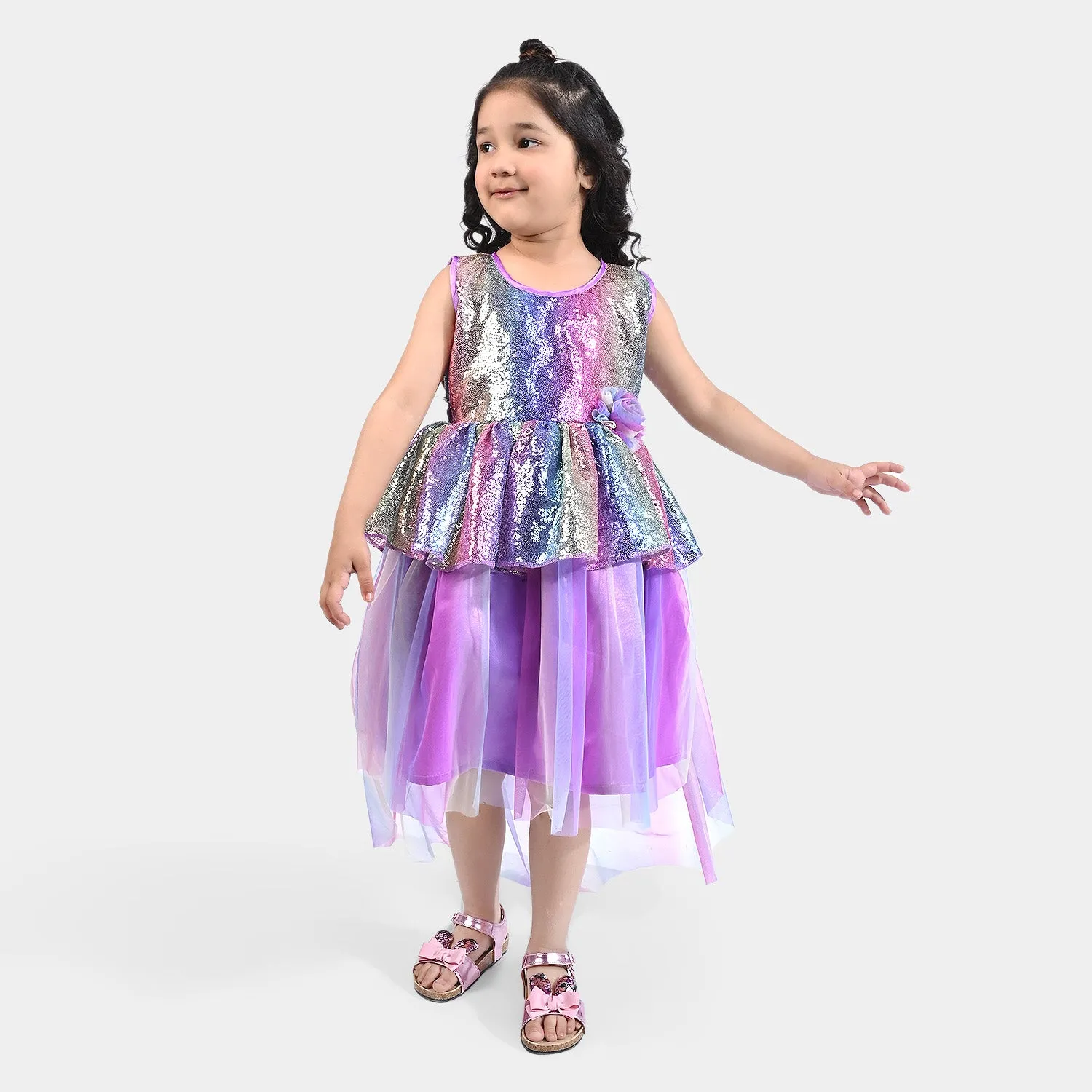 Girls Fancy Frock Multi Sequins Back Tail