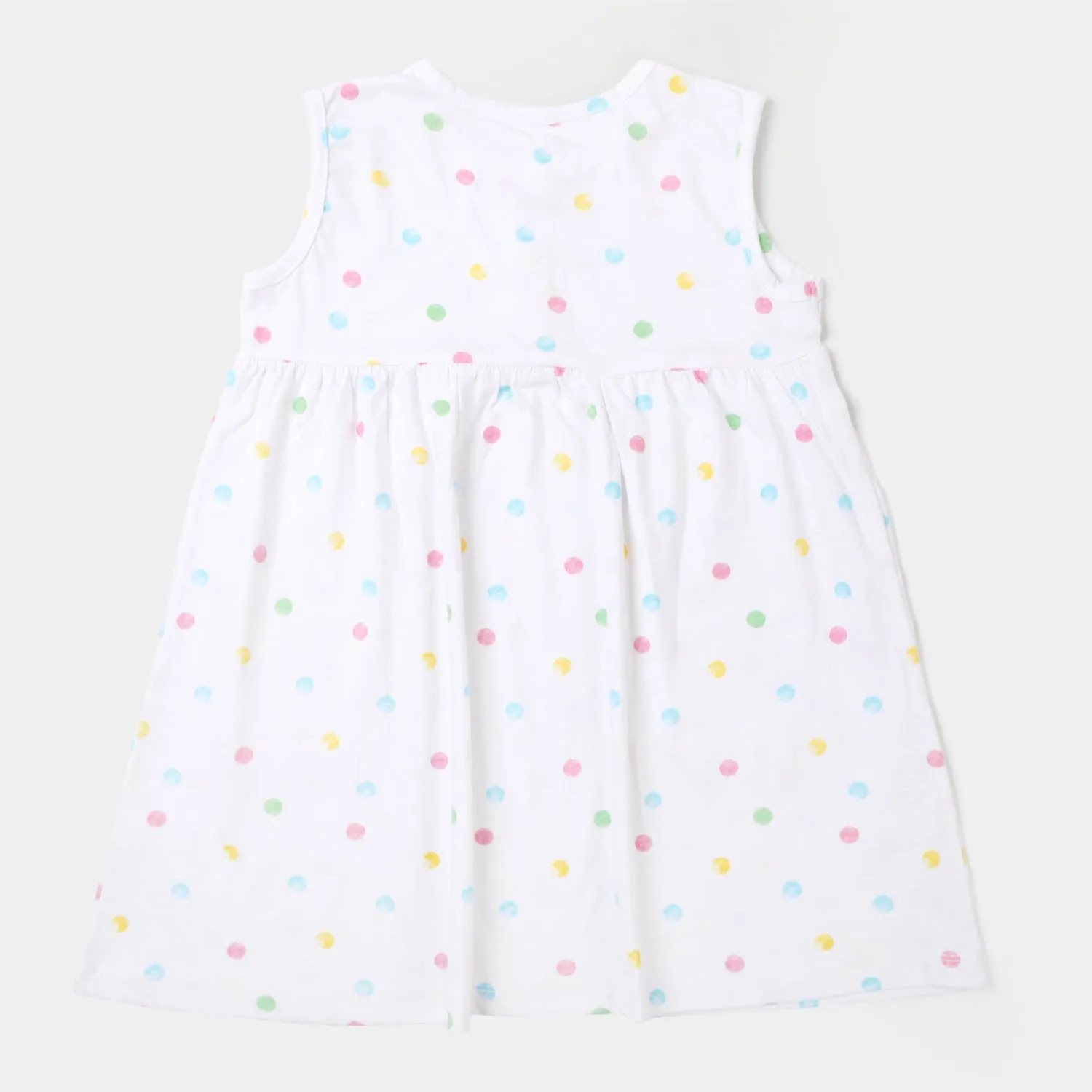 Girls Knitted Frock Polka Dots - B/White