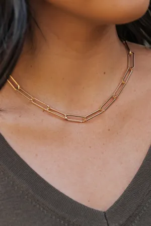 Gold Oval Chain Link Necklace