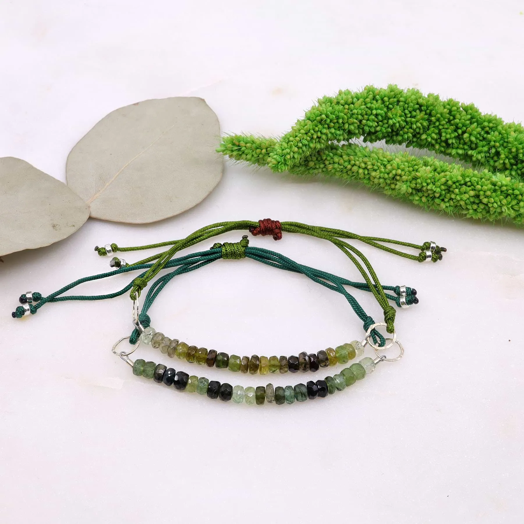 Green Tourmaline Ombré Cord Bracelet