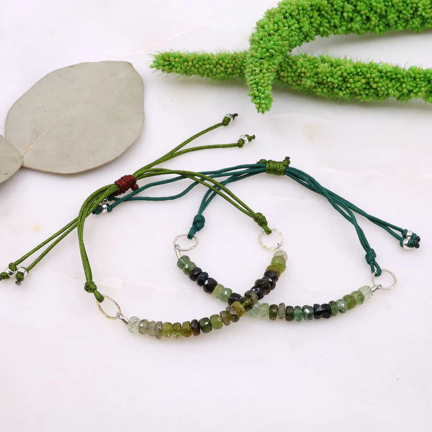 Green Tourmaline Ombré Cord Bracelet