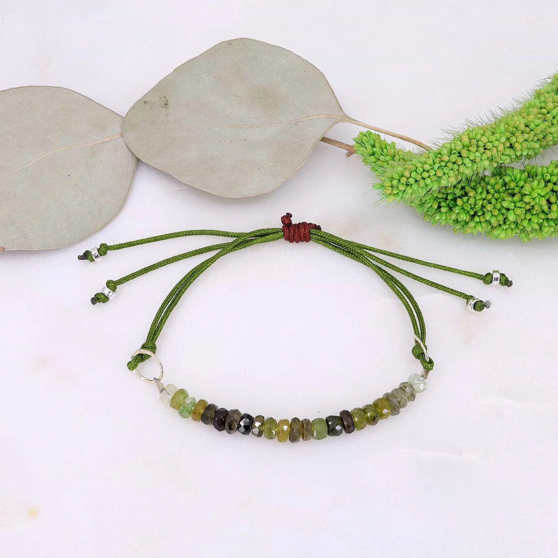 Green Tourmaline Ombré Cord Bracelet