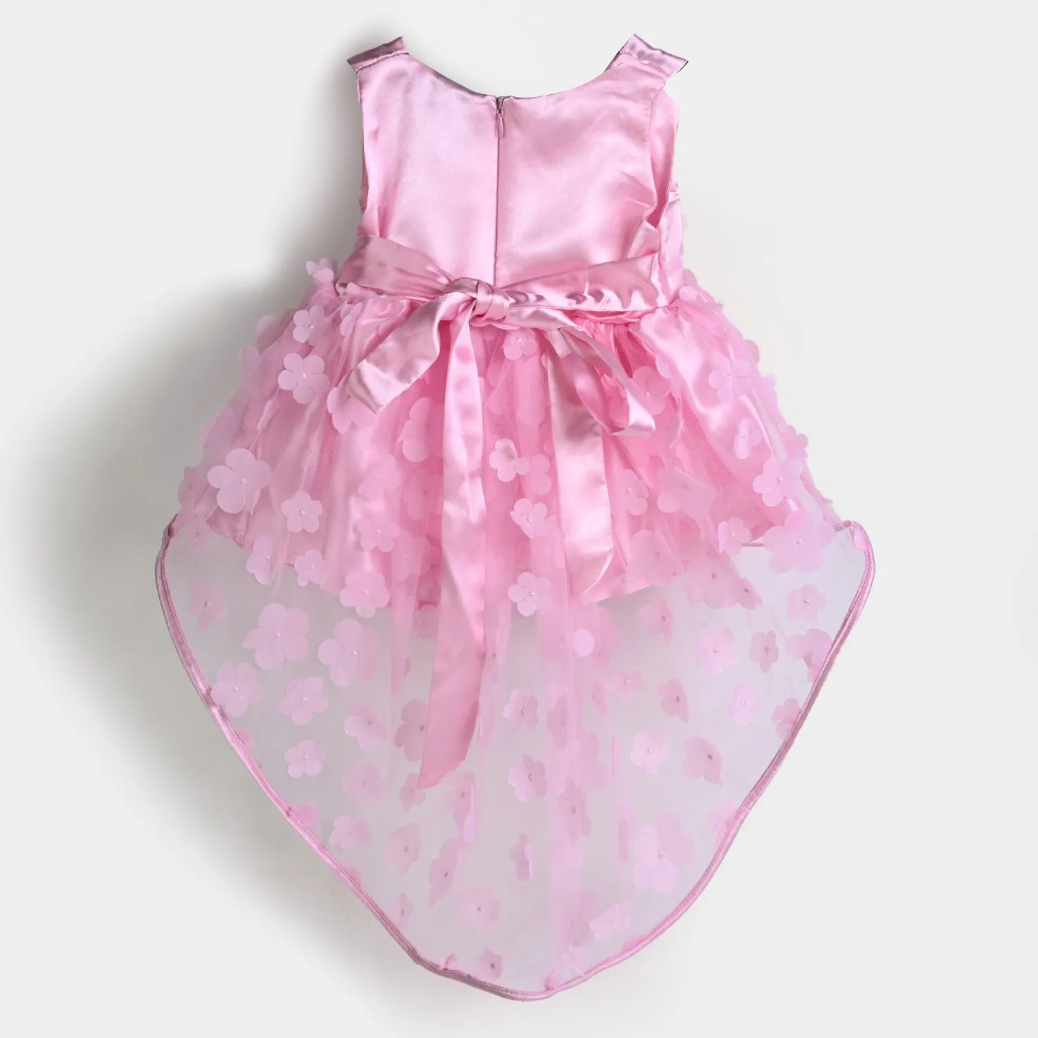 Infant Girls Net Fancy Frock Fresh Flower-Pink