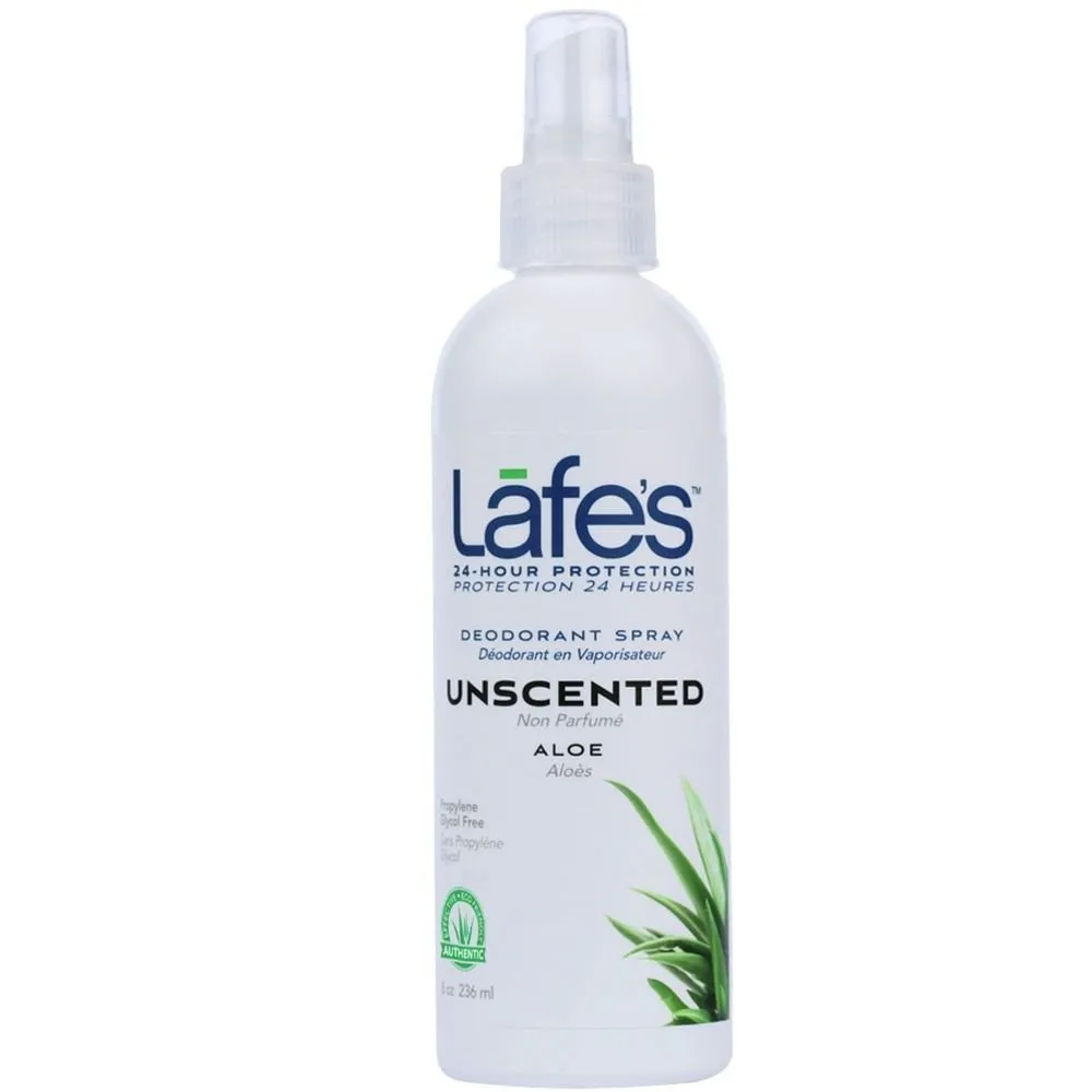 Lafe's Natural Bodycare Lafe's Natural and Organic Deodrant Unscented Spray with Aloe Vera 8 oz Spray