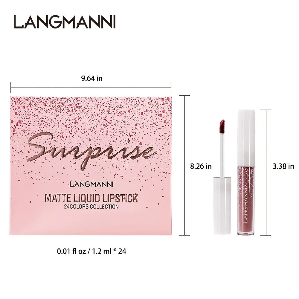 Langmanni Matte Liquid Lipstick Set 24 LongLasting Waterproof Shades