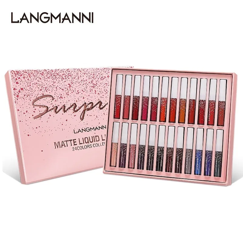 Langmanni Matte Liquid Lipstick Set 24 LongLasting Waterproof Shades