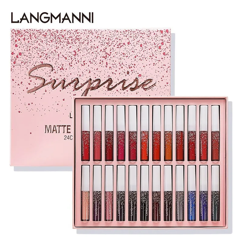 Langmanni Matte Liquid Lipstick Set 24 LongLasting Waterproof Shades