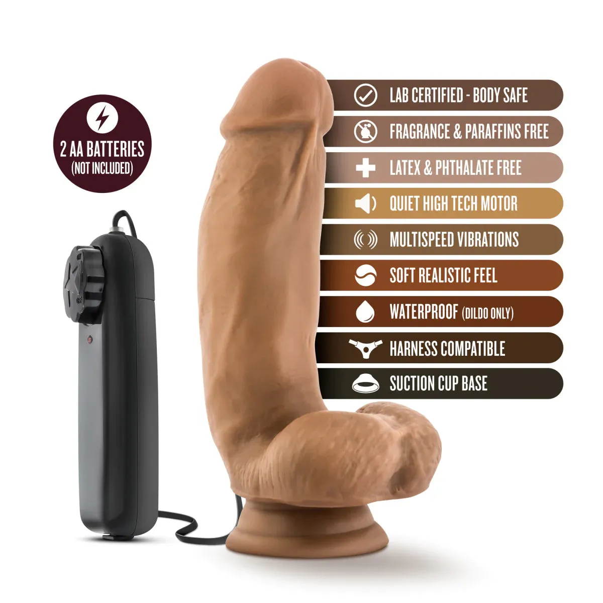 Loverboy MMA Fighter Realistic Mocha 7-Inch Vibrating Dildo