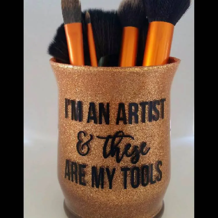 Makeup brush cup - Makeup organizer - Makeup Brush holder - makeup storage - Glitter makeup brush holder - Makeup artist gift - Gift for her