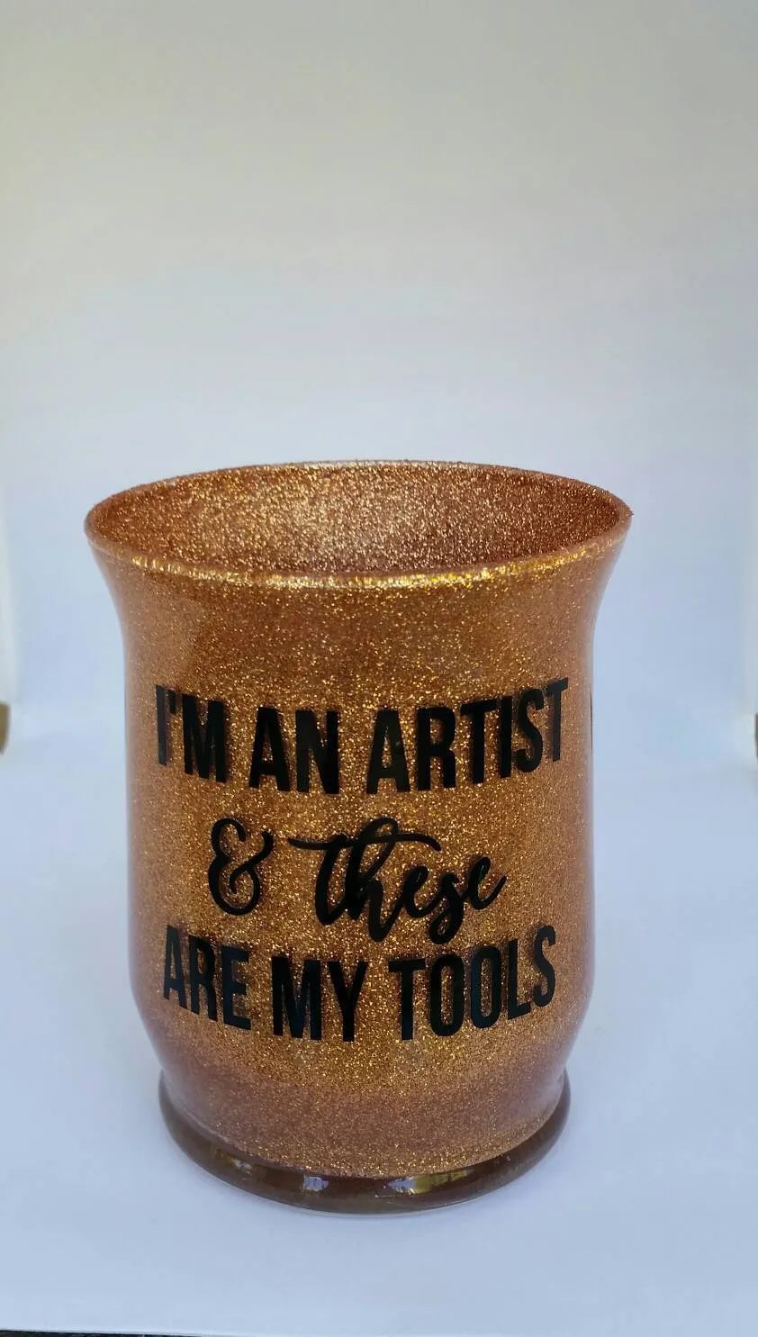 Makeup brush cup - Makeup organizer - Makeup Brush holder - makeup storage - Glitter makeup brush holder - Makeup artist gift - Gift for her