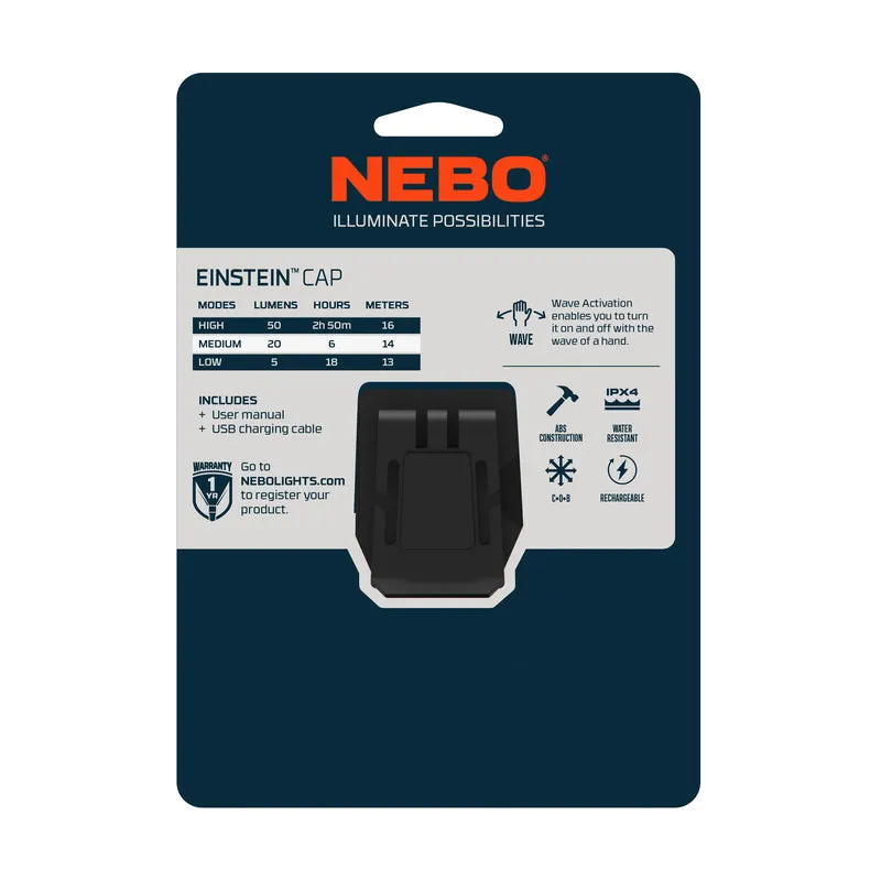 NEBO Einstein 50 lm Black LED COB Cap Light