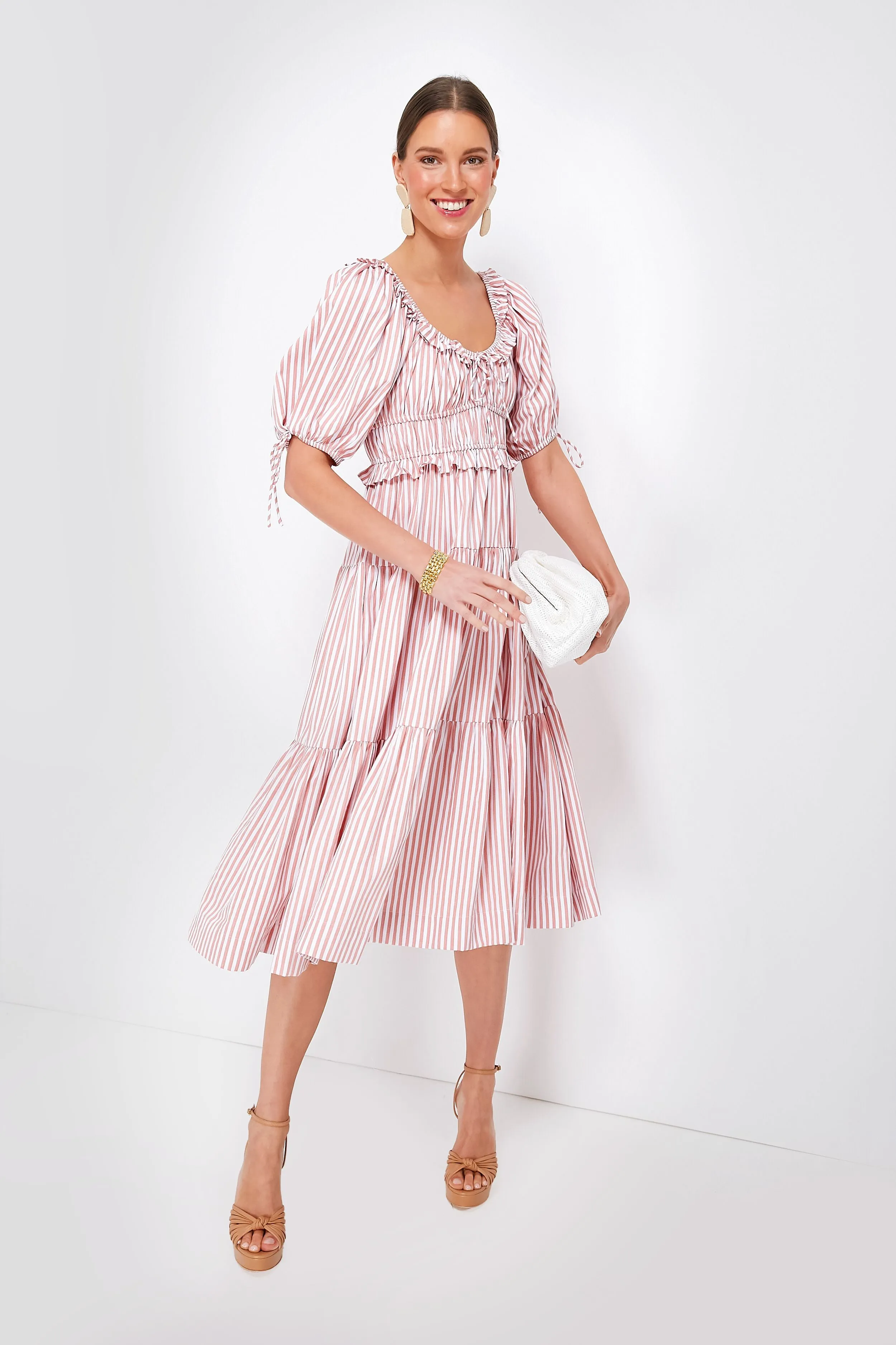 Pink Striped Brielle Midi Dress