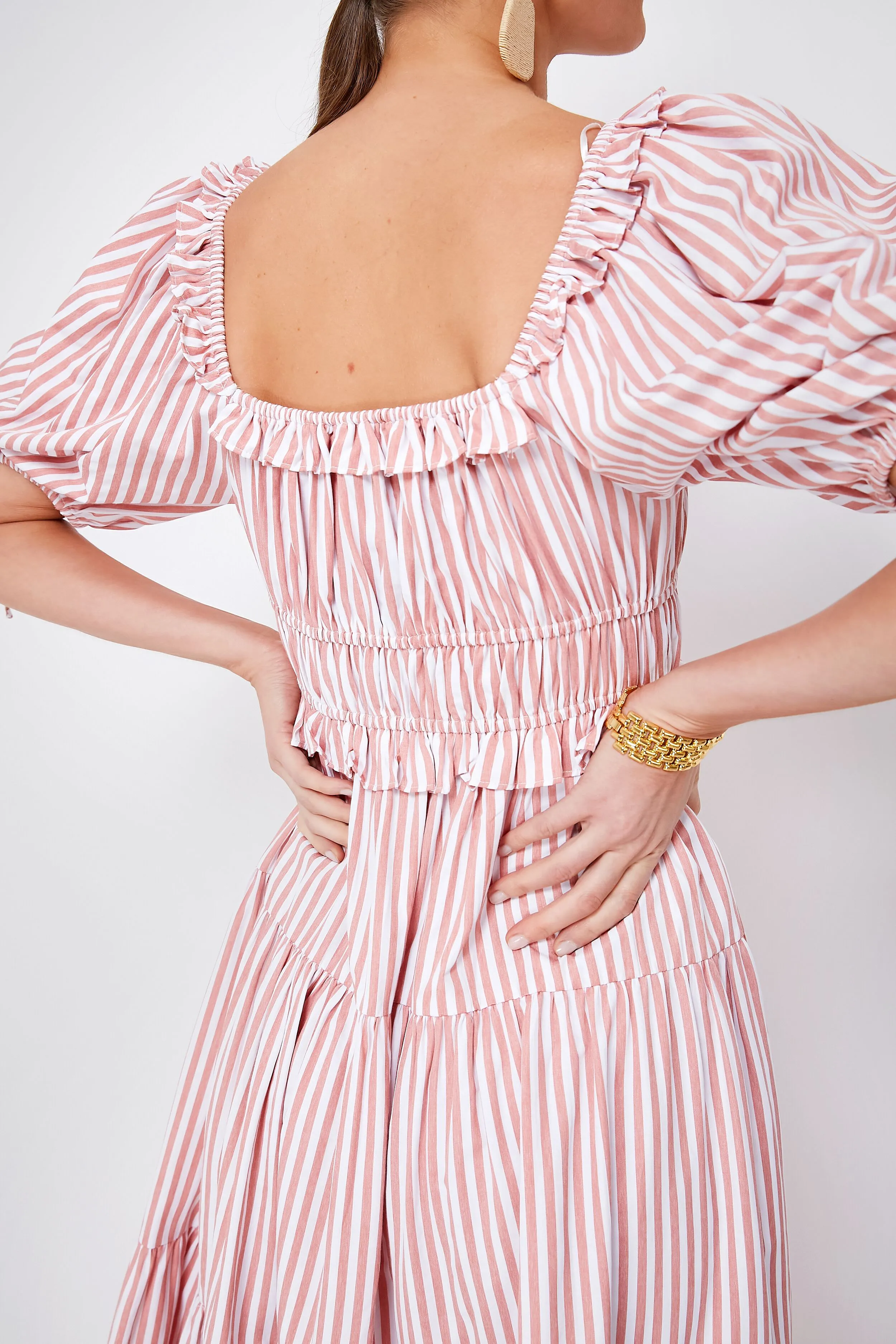 Pink Striped Brielle Midi Dress