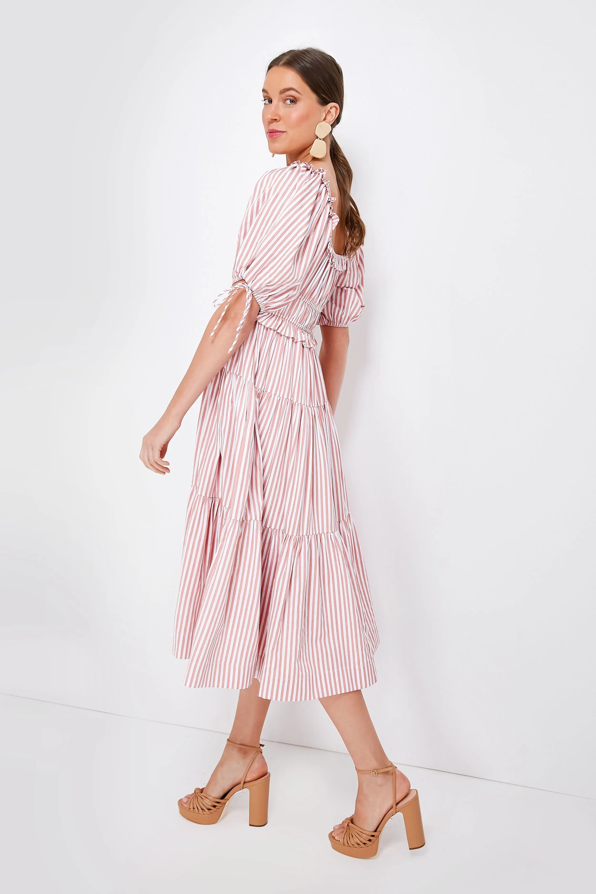 Pink Striped Brielle Midi Dress