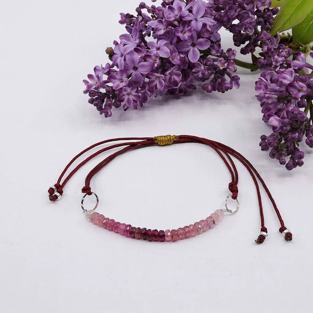 Pink Tourmaline Ombre Cord Bracelet