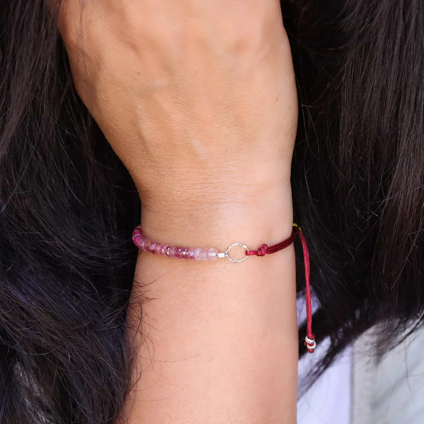 Pink Tourmaline Ombre Cord Bracelet