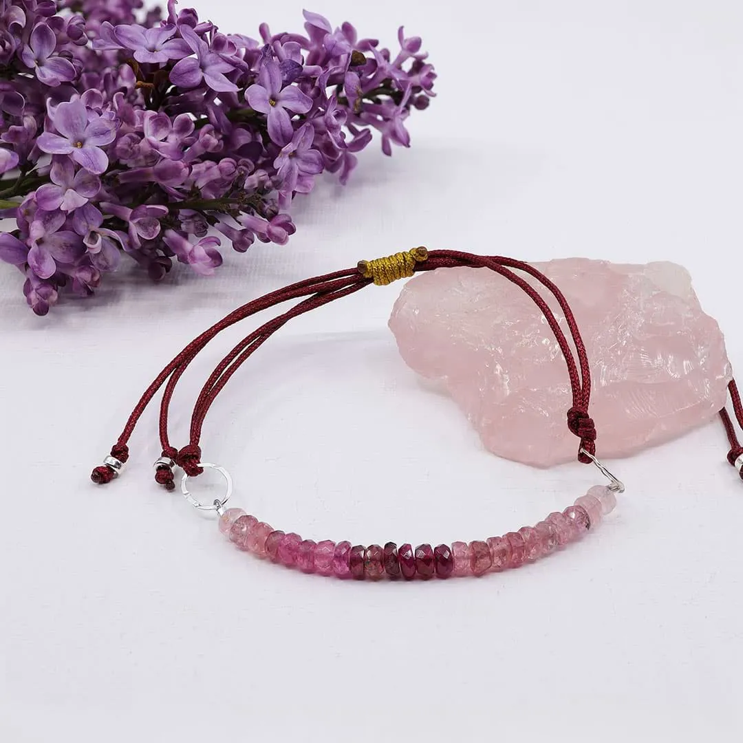 Pink Tourmaline Ombre Cord Bracelet