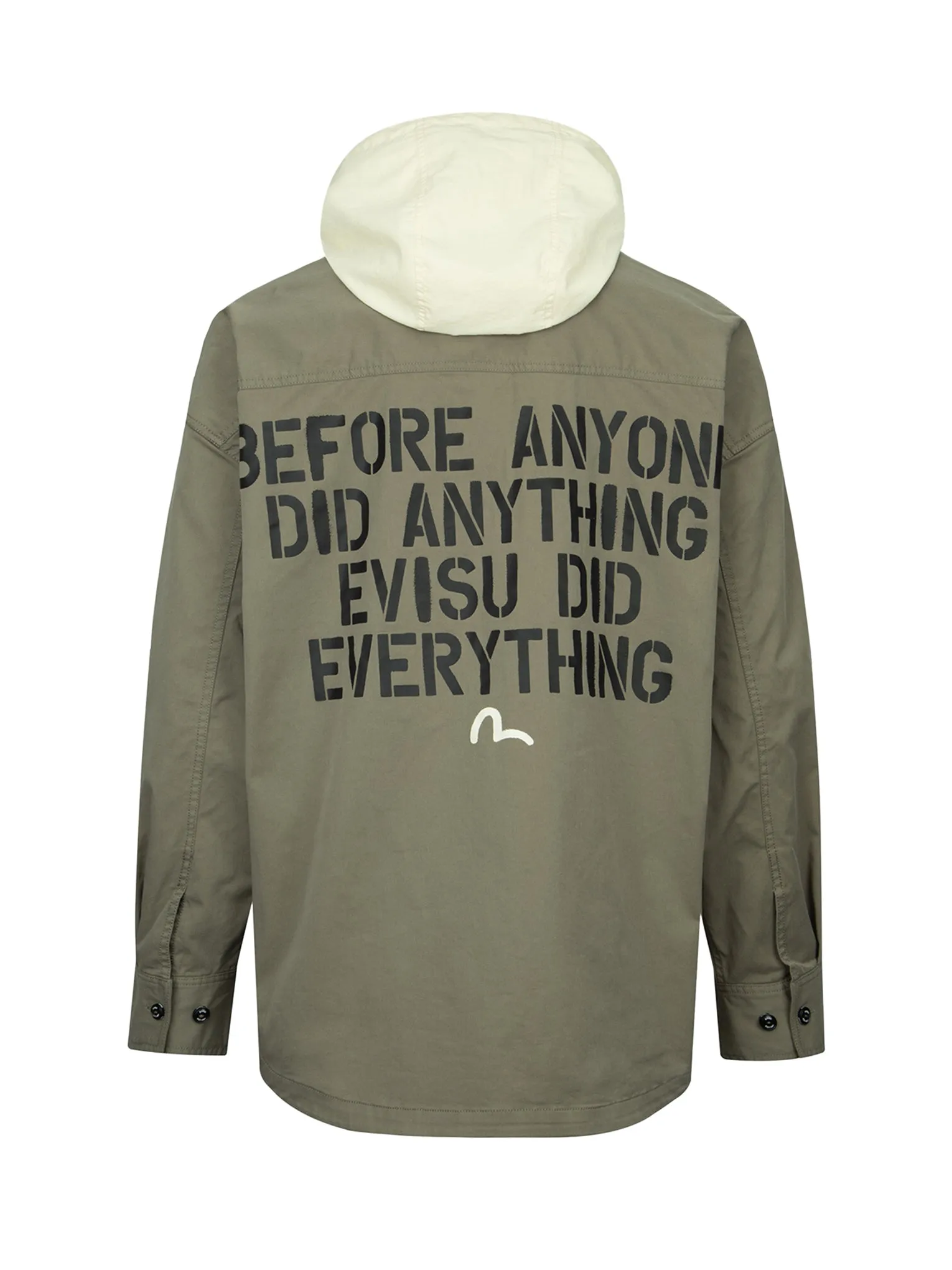 Seagull and Slogan Print Hooded Mock 2-in-1 Jacket