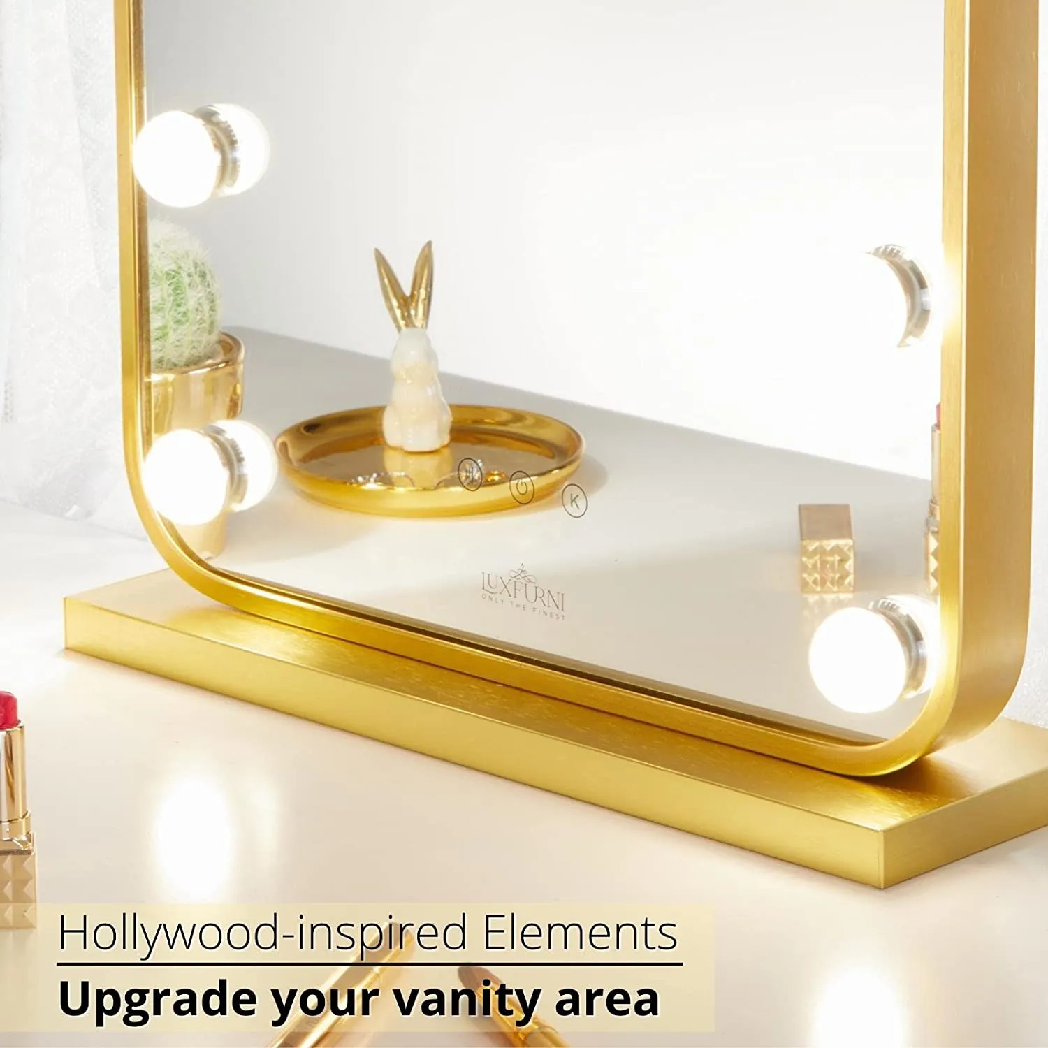 Starry 12 Curved Frameless LED Light Hollywood Vanity Mirror - Gold