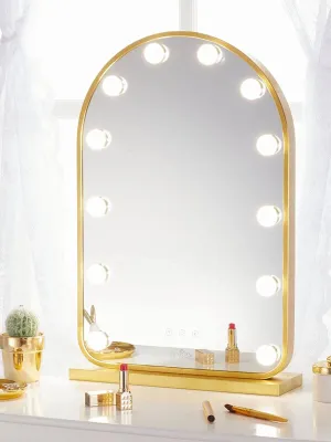 Starry 12 Curved Frameless LED Light Hollywood Vanity Mirror - Gold