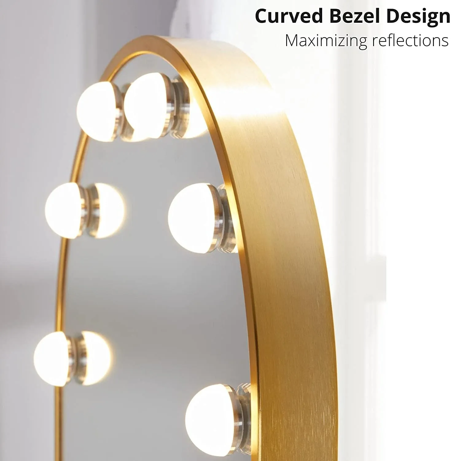 Starry 12 Curved Frameless LED Light Hollywood Vanity Mirror - Gold