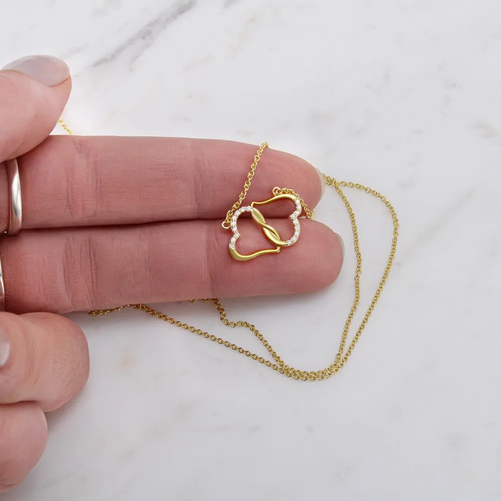 To My Soulmate 10K Gold Connected Hearts in Diamonds Necklace For Wife or Girlfriend