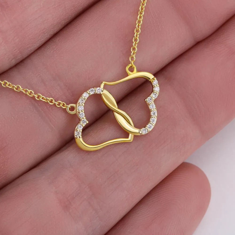 To My Soulmate 10K Gold Connected Hearts in Diamonds Necklace For Wife or Girlfriend